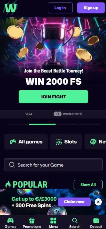 Mobile Version of Casino WinBeast