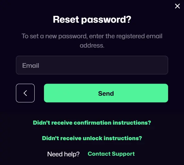 Password Reset for WinBeast Casino Login
